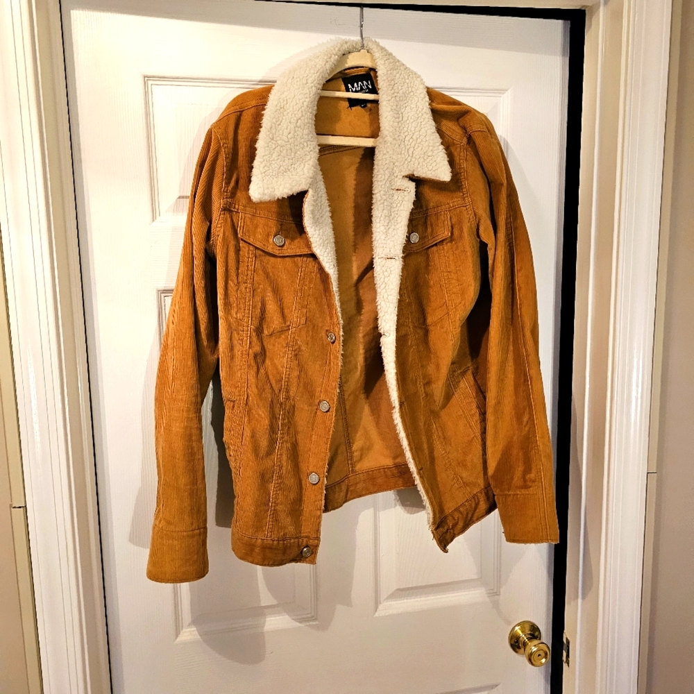 BoohooMAN Corduroy Jacket with Borg Collar